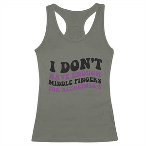 I Dont Have Enough Middle Fingers For Alzheimers Racerback Tank Top Groovy Purple Retro