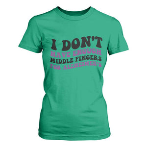 I Dont Have Enough Middle Fingers For Alzheimers T Shirt For Women Groovy Purple Retro