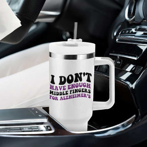 I Dont Have Enough Middle Fingers For Alzheimers Tumbler With Handle Groovy Purple Retro