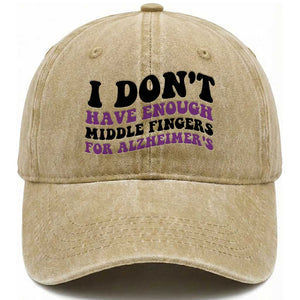I Dont Have Enough Middle Fingers For Alzheimers Washed Cotton Baseball Cap Groovy Purple Retro