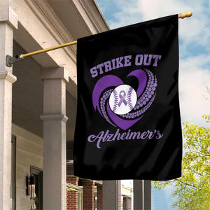 Strike Out Alzheimers Garden Flag Purple Ribbon Baseball Hope Support