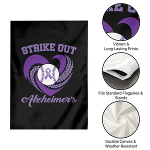 Strike Out Alzheimers Garden Flag Purple Ribbon Baseball Hope Support