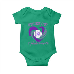 Strike Out Alzheimers Baby Onesie Purple Ribbon Baseball Hope Support