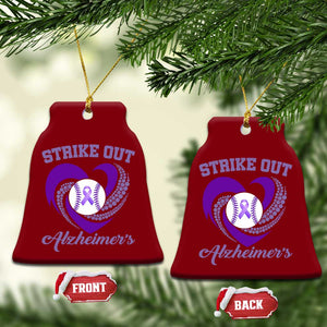 Strike Out Alzheimers Ceramic Ornament Purple Ribbon Baseball Hope Support