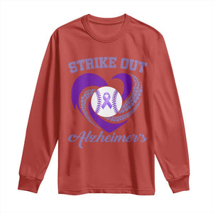 Strike Out Alzheimers Long Sleeve Shirt Purple Ribbon Baseball Hope Support