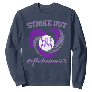 Strike Out Alzheimers Sweatshirt Purple Ribbon Baseball Hope Support