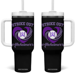 Strike Out Alzheimers Tumbler With Handle Purple Ribbon Baseball Hope Support