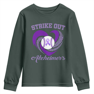Strike Out Alzheimers Youth Sweatshirt Purple Ribbon Baseball Hope Support