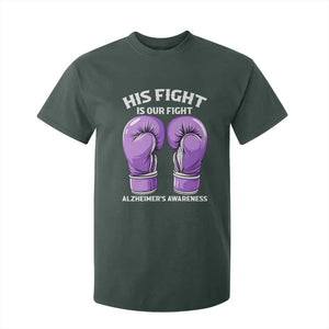 Purple Boxing Gloves Alzheimers Support T Shirt For Kid His Fight Our Fight