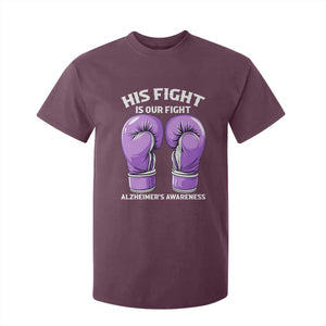 Purple Boxing Gloves Alzheimers Support T Shirt For Kid His Fight Our Fight