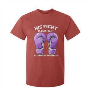 Purple Boxing Gloves Alzheimers Support T Shirt For Kid His Fight Our Fight