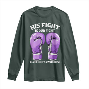 Purple Boxing Gloves Alzheimers Support Long Sleeve Shirt His Fight Our Fight