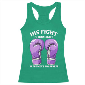 Purple Boxing Gloves Alzheimers Support Racerback Tank Top His Fight Our Fight