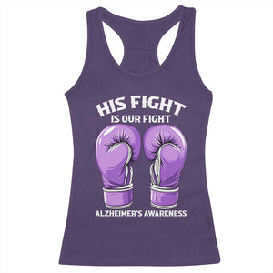 Purple Boxing Gloves Alzheimers Support Racerback Tank Top His Fight Our Fight