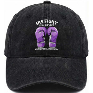 Purple Boxing Gloves Alzheimers Support Washed Cotton Baseball Cap His Fight Our Fight