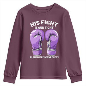 Purple Boxing Gloves Alzheimers Support Youth Sweatshirt His Fight Our Fight