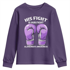 Purple Boxing Gloves Alzheimers Support Youth Sweatshirt His Fight Our Fight