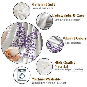 Alzheimers Awareness Butterfly Support Gift Throw Blanket Her Fight Our Fight