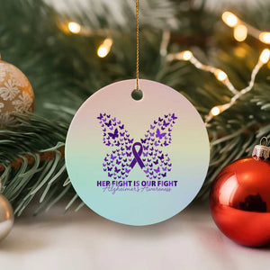 Alzheimers Awareness Butterfly Support Gift Ceramic Ornament Her Fight Our Fight