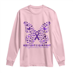 Alzheimers Awareness Butterfly Support Gift Long Sleeve Shirt Her Fight Our Fight
