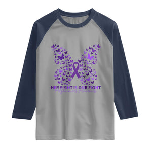 Alzheimers Awareness Butterfly Support Gift Raglan Shirt Her Fight Our Fight