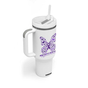 Alzheimers Awareness Butterfly Support Gift Tumbler With Handle Her Fight Our Fight