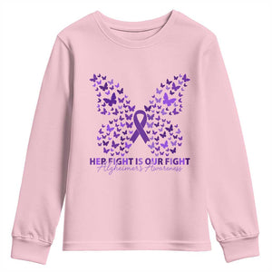 Alzheimers Awareness Butterfly Support Gift Youth Sweatshirt Her Fight Our Fight