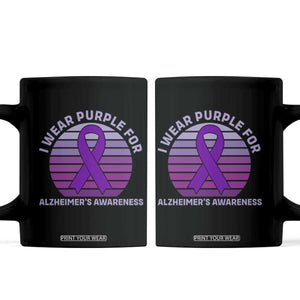 I Wear Purple For Alzheimers Coffee Mug Vintage Sunset Purple Ribbon Graphic