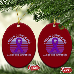 I Wear Purple For Alzheimers Ceramic Ornament Vintage Sunset Purple Ribbon Graphic