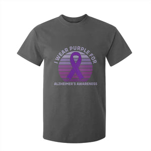 I Wear Purple For Alzheimers T Shirt For Kid Vintage Sunset Purple Ribbon Graphic