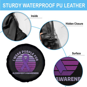 I Wear Purple For Alzheimers Spare Tire Cover Vintage Sunset Purple Ribbon Graphic