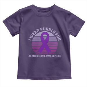 I Wear Purple For Alzheimers Toddler T Shirt Vintage Sunset Purple Ribbon Graphic