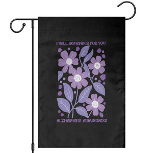 Alzheimers Purple Floral Retro Graphic Garden Flag I Will Remember For You