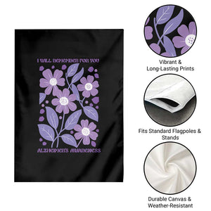 Alzheimers Purple Floral Retro Graphic Garden Flag I Will Remember For You