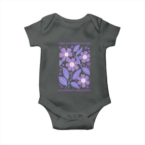 Alzheimers Purple Floral Retro Graphic Baby Onesie I Will Remember For You