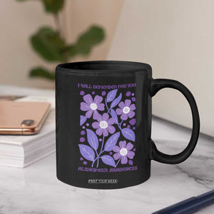Alzheimers Purple Floral Retro Graphic Coffee Mug I Will Remember For You