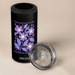 Alzheimers Purple Floral Retro Graphic 4 in 1 Can Cooler Tumbler I Will Remember For You