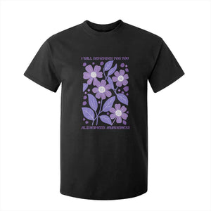 Alzheimers Purple Floral Retro Graphic T Shirt For Kid I Will Remember For You