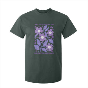 Alzheimers Purple Floral Retro Graphic T Shirt For Kid I Will Remember For You