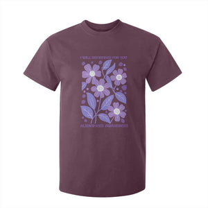 Alzheimers Purple Floral Retro Graphic T Shirt For Kid I Will Remember For You