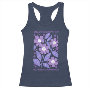 Alzheimers Purple Floral Retro Graphic Racerback Tank Top I Will Remember For You