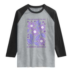 Alzheimers Purple Floral Retro Graphic Raglan Shirt I Will Remember For You