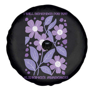 Alzheimers Purple Floral Retro Graphic Spare Tire Cover I Will Remember For You