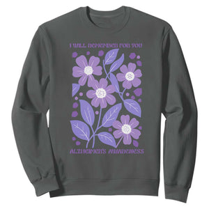 Alzheimers Purple Floral Retro Graphic Sweatshirt I Will Remember For You