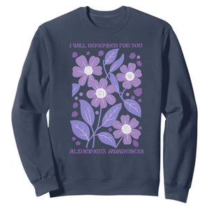Alzheimers Purple Floral Retro Graphic Sweatshirt I Will Remember For You