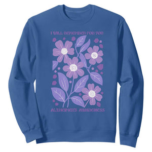 Alzheimers Purple Floral Retro Graphic Sweatshirt I Will Remember For You