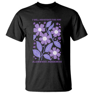 Alzheimers Purple Floral Retro Graphic T Shirt I Will Remember For You