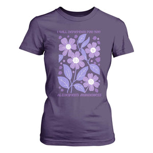 Alzheimers Purple Floral Retro Graphic T Shirt For Women I Will Remember For You