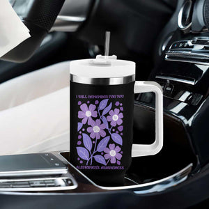 Alzheimers Purple Floral Retro Graphic Tumbler With Handle I Will Remember For You