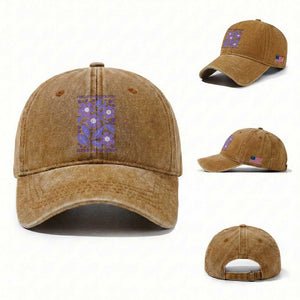 Alzheimers Purple Floral Retro Graphic Washed Cotton Baseball Cap I Will Remember For You